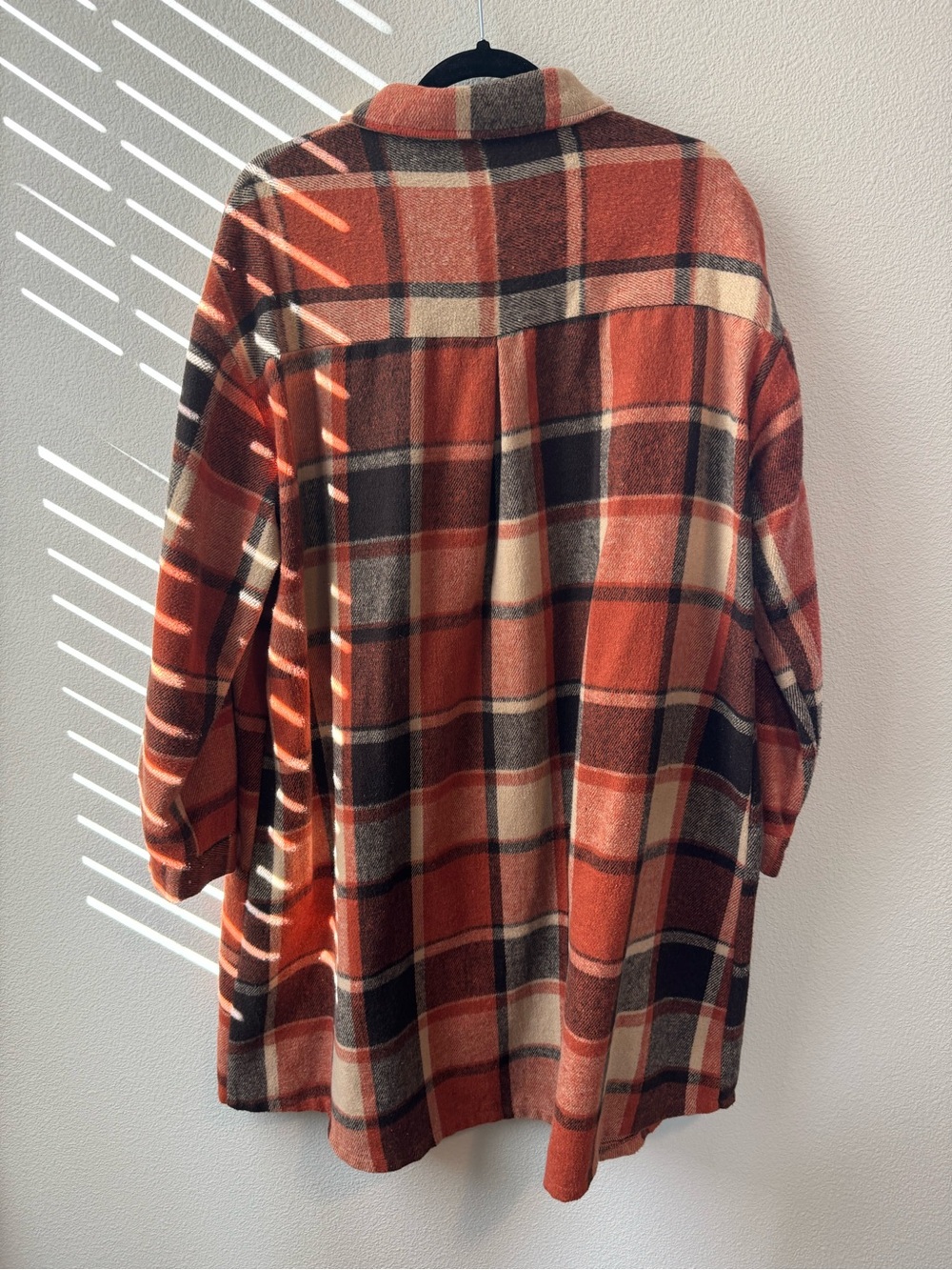 SHEIN Rust Plaid Button-Down Shacket - Picture 2 of 2